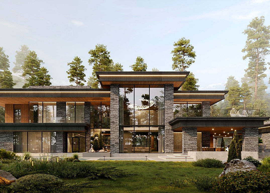 Вилла в стиле Райт, где архитектура и природа едины